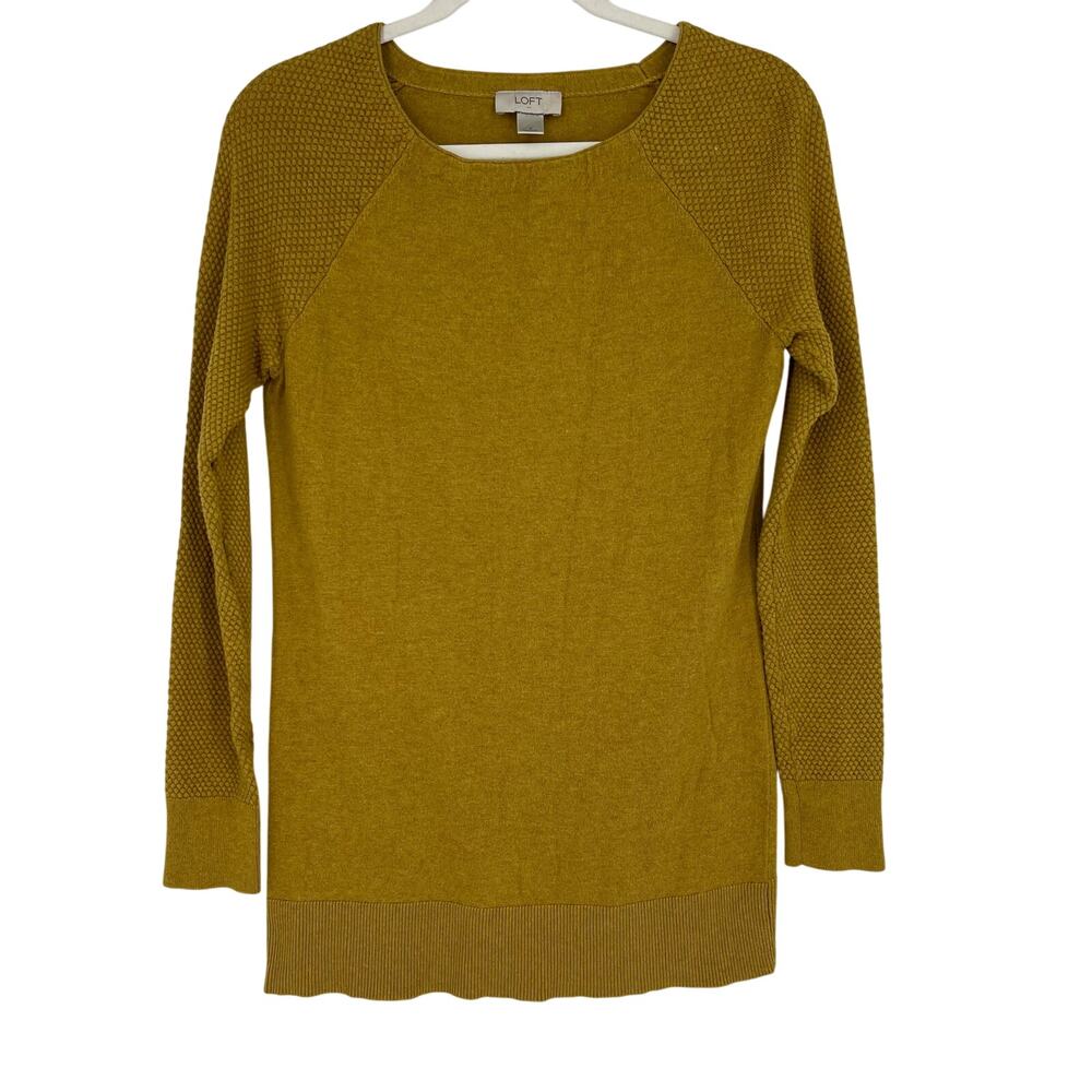 Ann Taylor LOFT‎ Sweater Mustard Yellow Small Cotton Knit